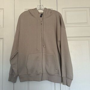 H&M Women’s Oversized Zip-Up Hoodie - Light Beige - Size S - EUC